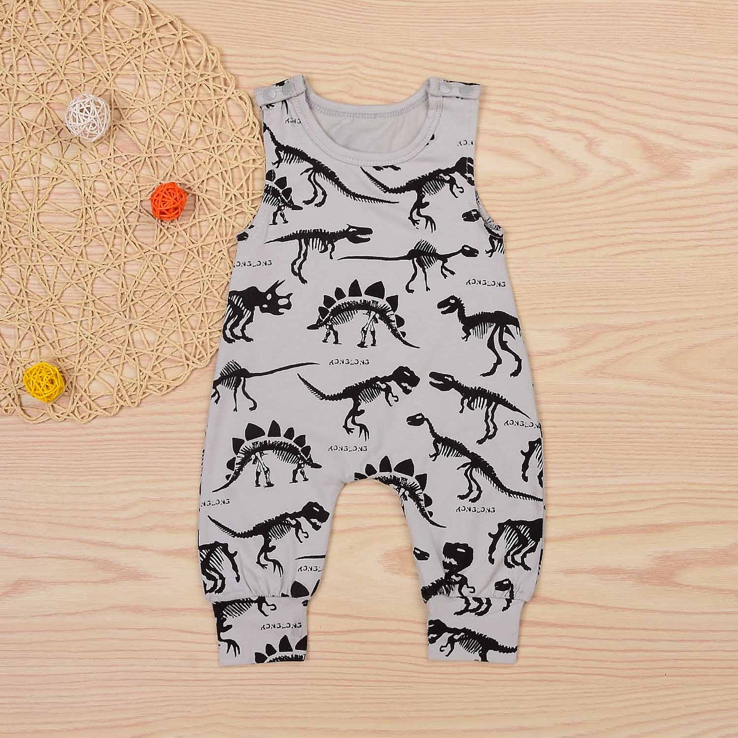 Baby Dinosaur Print Jumpsuit, zoerea.com