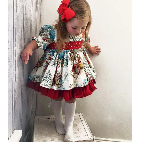 Toddler Kid Baby Girl Christmas XMAS Flared Party Santa Swing Dress, zoerea.com