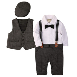 Handsome Faux-two Bodysuit & Vest & Hat Set, zoerea.com