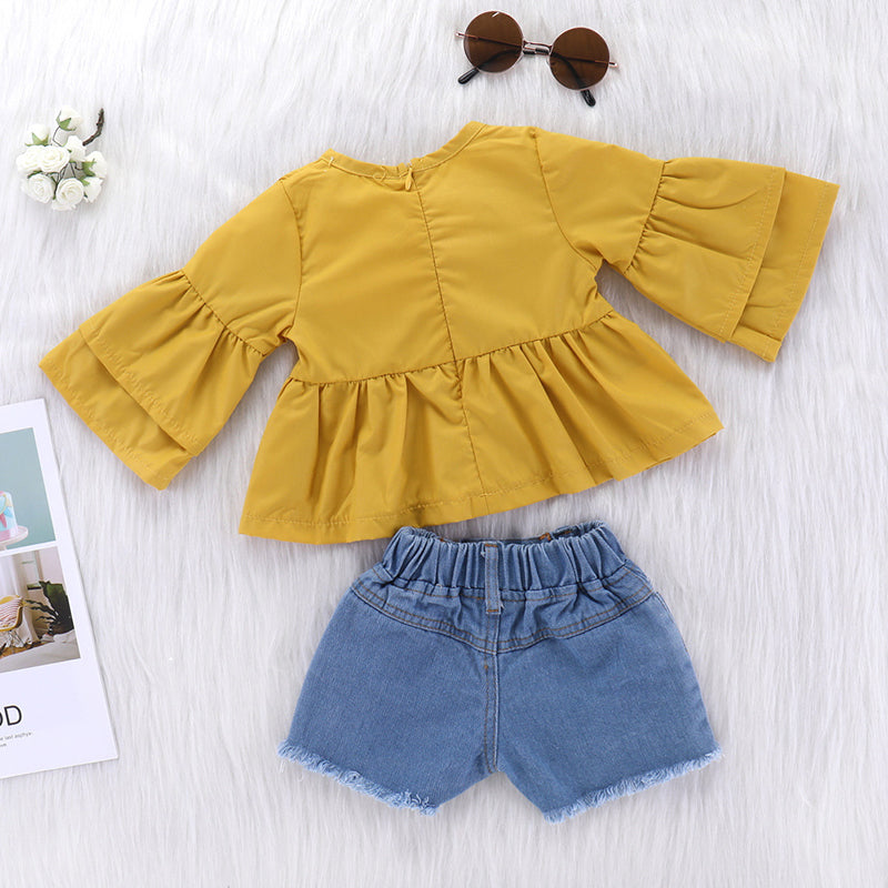 Baby Girls' Street chic Solid Color Short Sleeve Regular Clothing Set, zoerea.com
