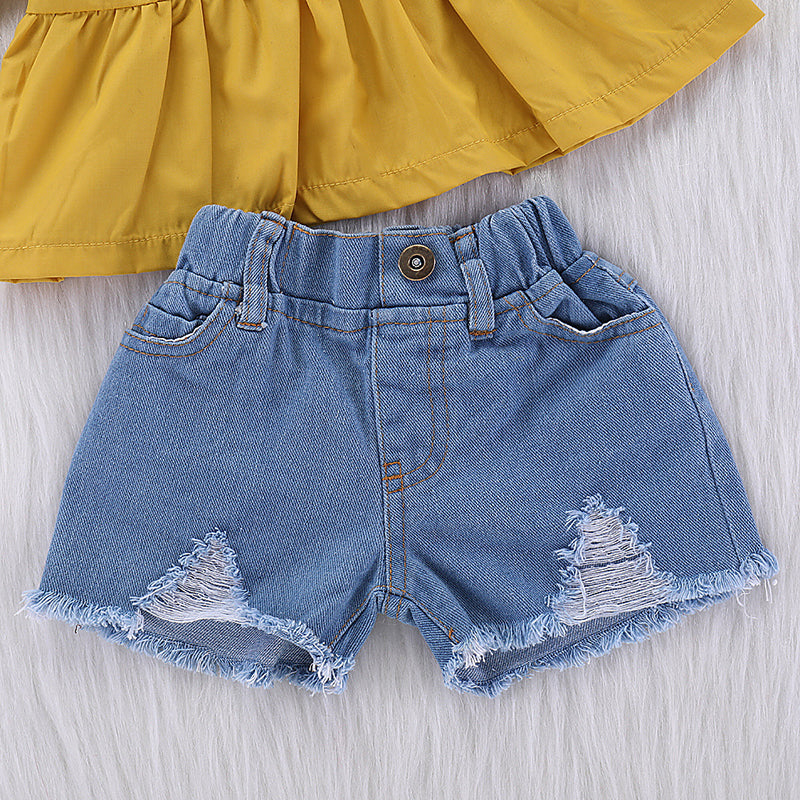 Baby Girls' Street chic Solid Color Short Sleeve Regular Clothing Set, zoerea.com