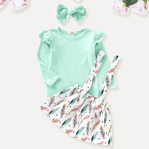 Baby Girls' Basic Solid Colored / Print Short Sleeve Clothing Set, zoerea.com