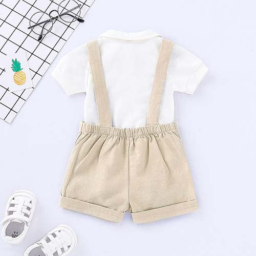 2-piece Solid Gentleman Romper And Shorts Set, zoerea.com