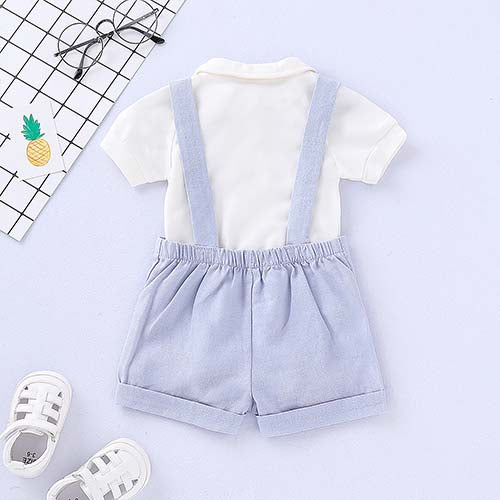 2-piece Solid Gentleman Romper And Shorts Set, zoerea.com