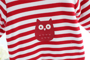 Cute Owl Printed Striped Jumpsuit Set, zoerea.com