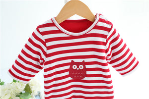 Cute Owl Printed Striped Jumpsuit Set, zoerea.com