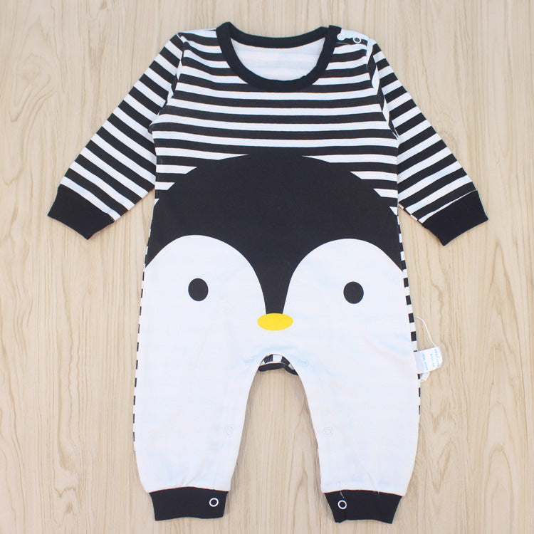 Lovely Striped Penguin Print Long-sleeve Jumpsuit, zoerea.com