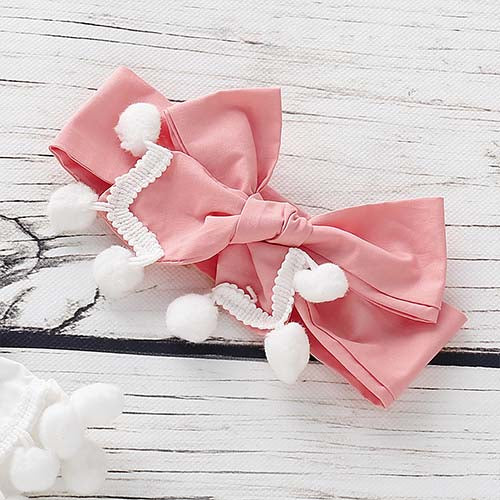 Pompon Decor Flounced Collar Top, Bowknot Shorts and Headband, zoerea.com