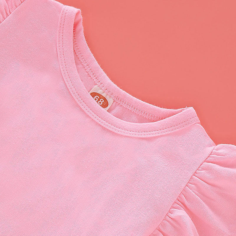 Baby Girls' Stripe Ruffle / Print Short Sleeve Regular Cotton Clothing Set, zoerea.com