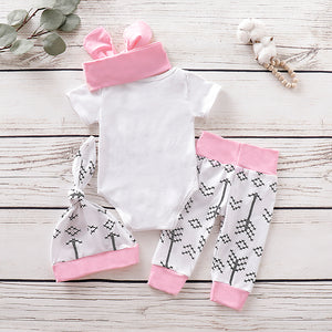Baby Girls' Active Daily Print Short Sleeve Long Cotton Clothing Set, zoerea.com