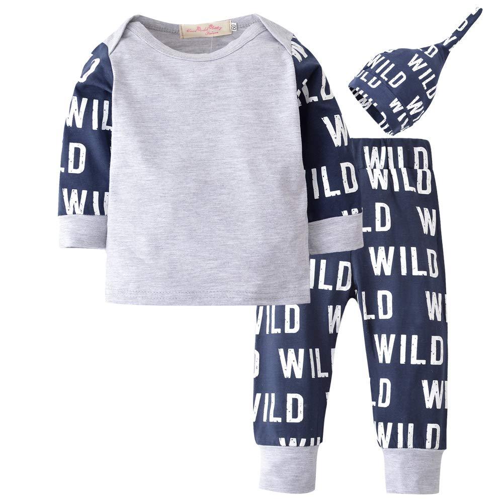 3-piece Stylish Print Tee & Pants & Hat Set, zoerea.com