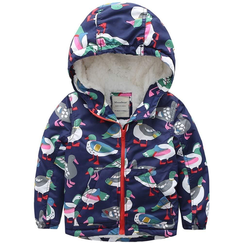 Warm Bird Print Long-sleeve Hooded Coat, zoerea.com