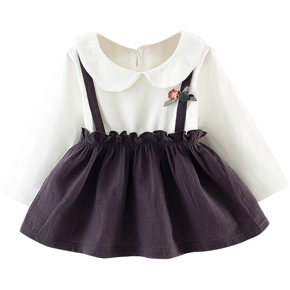 Baby/ Toddler Girl's Cartoon Doll Collar Faux-two Dress, zoerea.com