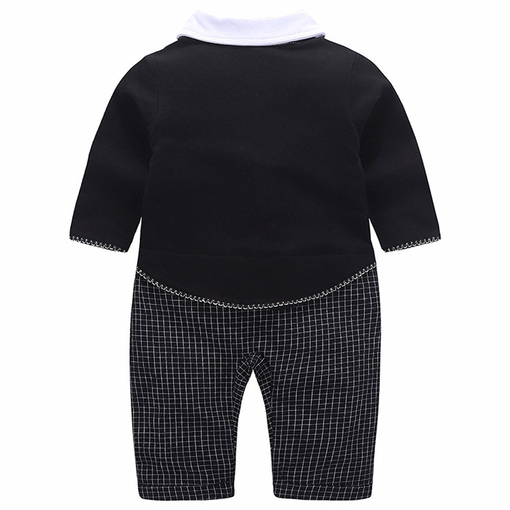 Gentleman Plaid Button Decor Lapel Jumpsuit, zoerea.com