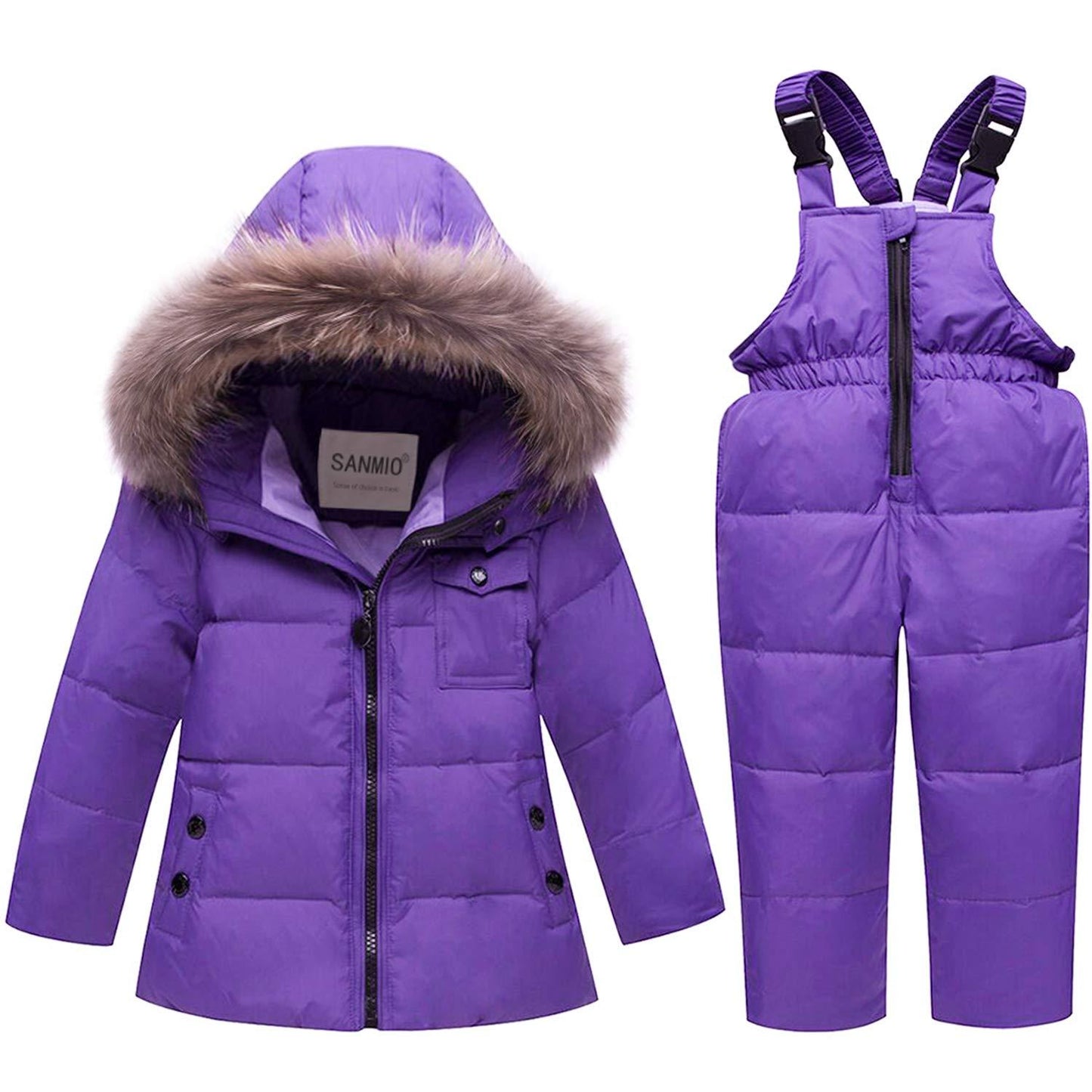 Stylish Hooded Coat And Bib Pants Set, zoerea.com