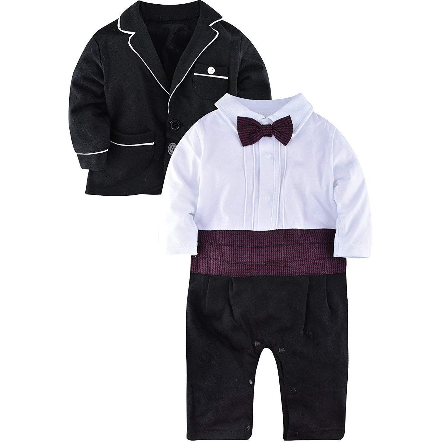 Faux-two Overalls Bodysuit And Coat Set, zoerea.com