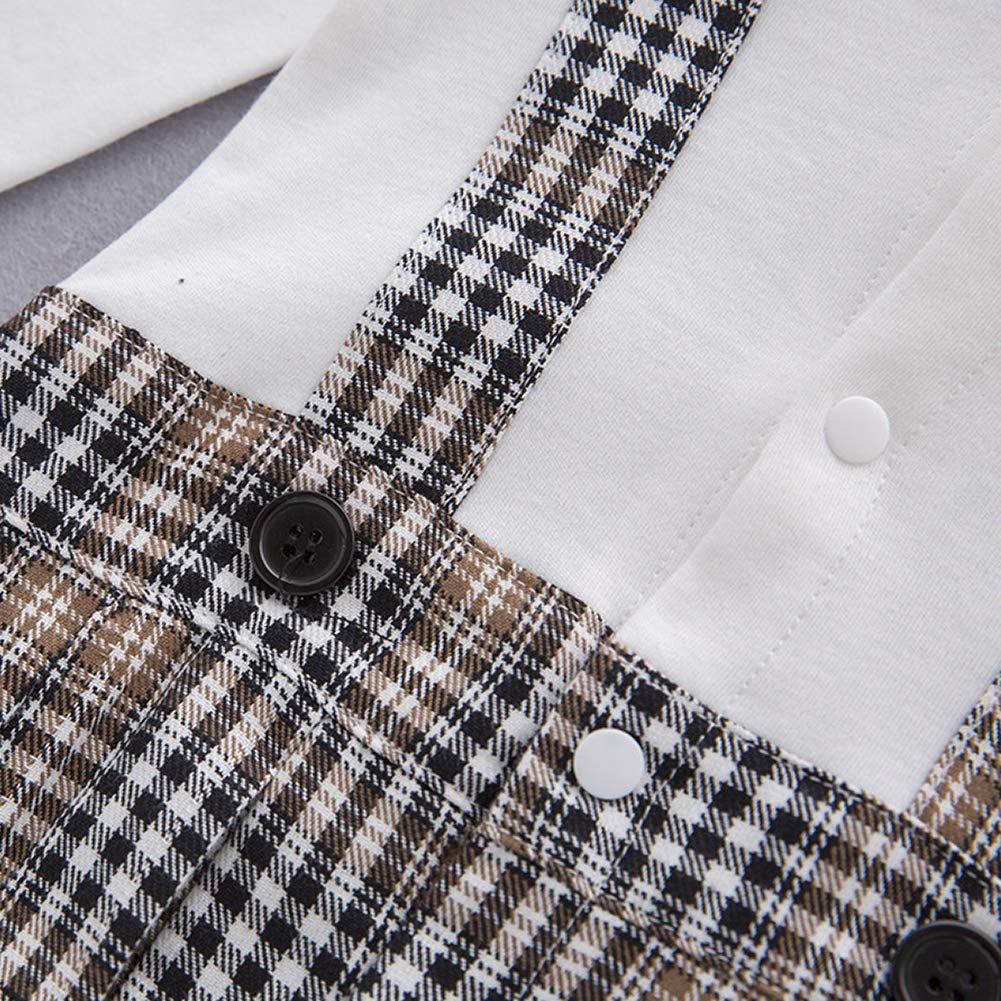 Handsome Plaid Faux-two Bow Tie Jumpsuit, zoerea.com