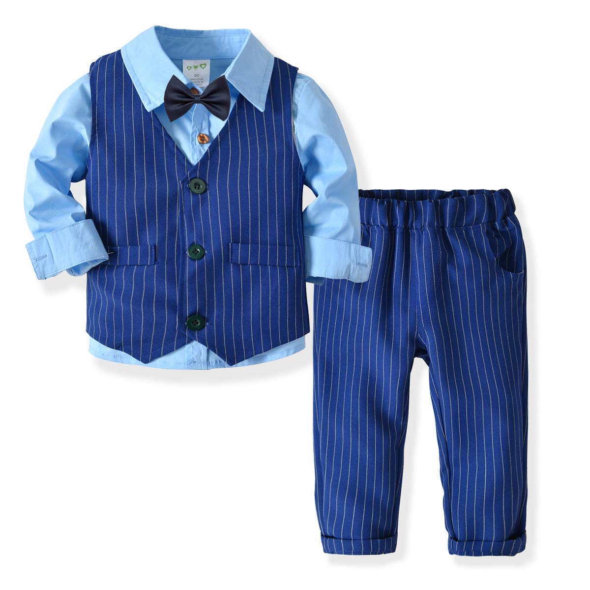 Fashionable Shirt Striped Vest & Pants Set, zoerea.com