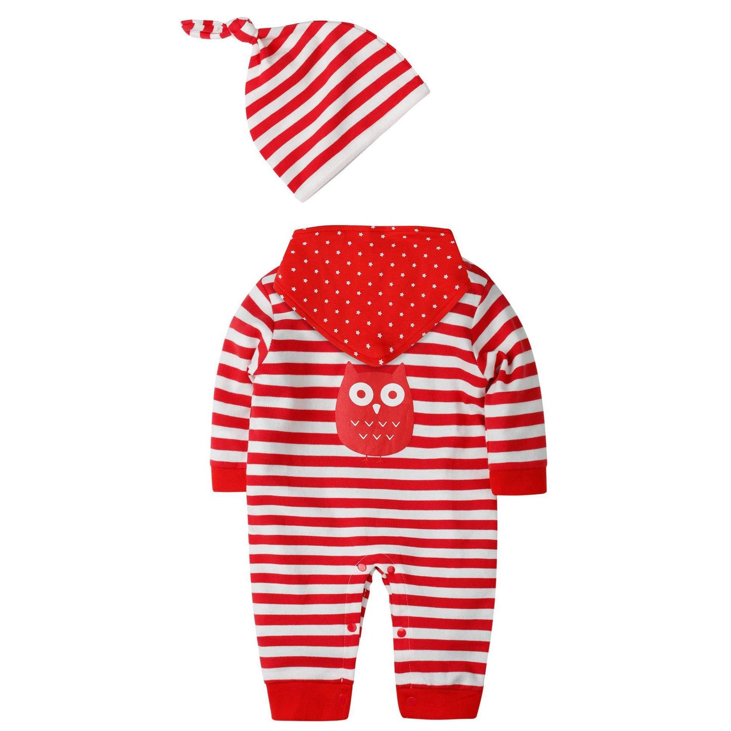 Cute Owl Printed Striped Jumpsuit Set, zoerea.com