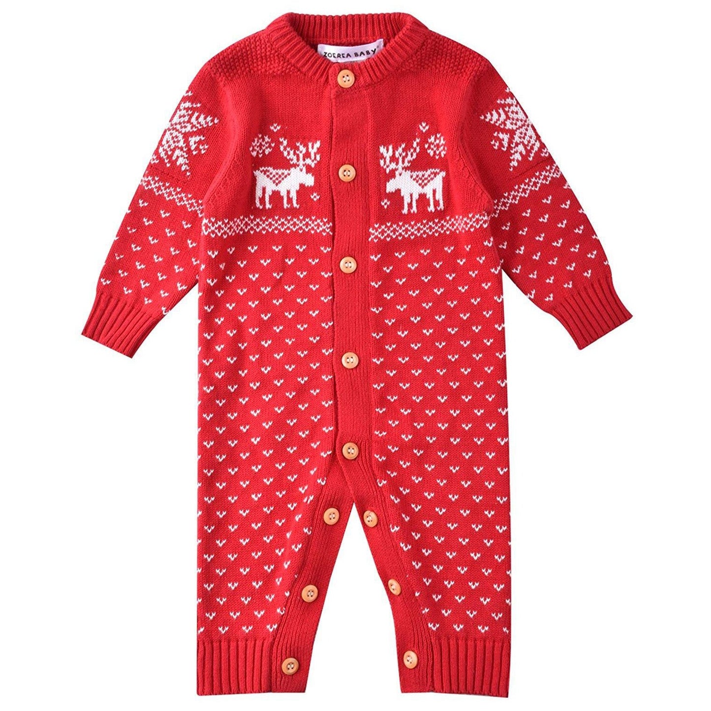 Cute Deer Pattern Long-sleeve Knit Jumpsuit, zoerea.com