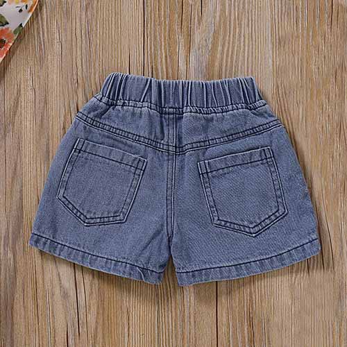 Stylish Floral Print Top And Denim Shorts, zoerea.com