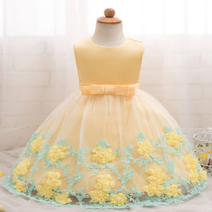 Baby Girl 3D Floral Applique Sleeveless Tulle Party Dress, zoerea.com