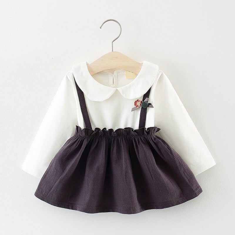 Baby/ Toddler Girl's Cartoon Doll Collar Faux-two Dress, zoerea.com