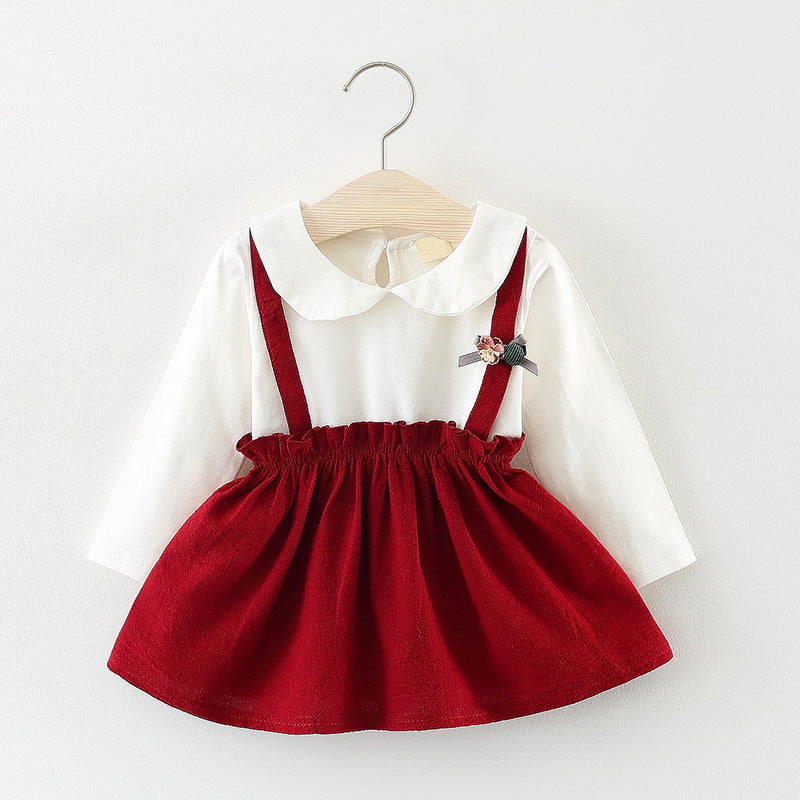 Baby/ Toddler Girl's Cartoon Doll Collar Faux-two Dress, zoerea.com