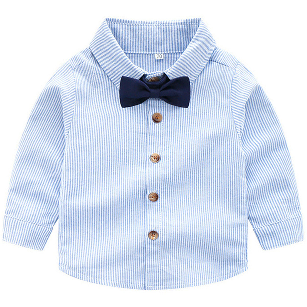 2-piece Bow Tie Striped Shirt And Suspender Pants, zoerea.com