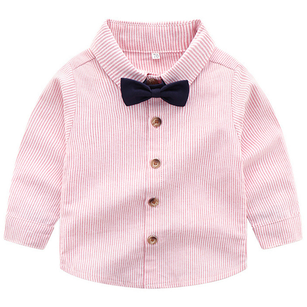 2-piece Bow Tie Striped Shirt And Suspender Pants, zoerea.com