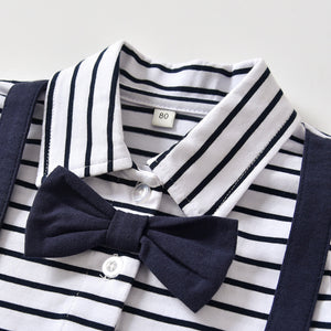Trendy Stripe Bow Tie Decor Dress, zoerea.com