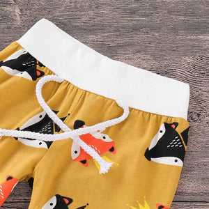 2-piece Lovely Fox Print Top And Fox Pattern Pants Set, zoerea.com