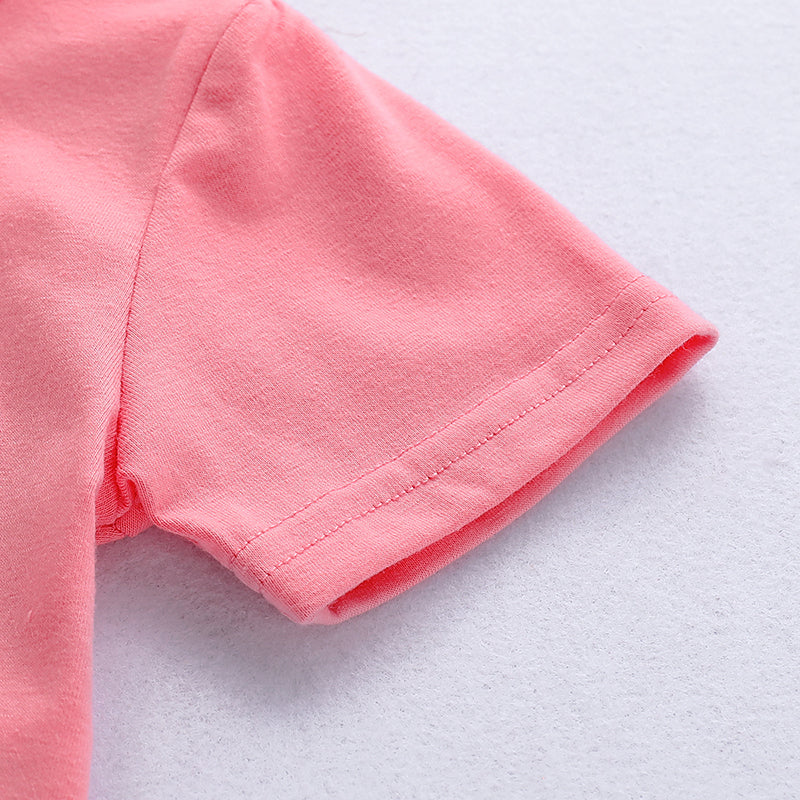 Baby Girls' Active / Basic Print Short Sleeve Ripped Jeans Clothing Set, zoerea.com