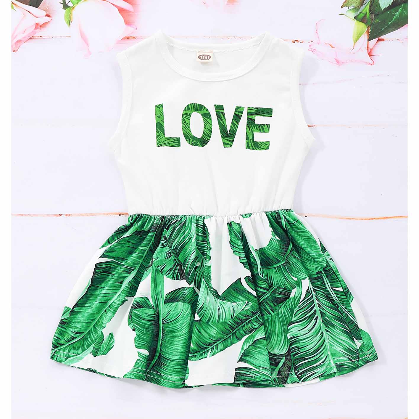 Letter Print And Feather Pattern Splice Dress, zoerea.com