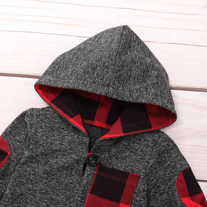 2-piece Comfy Plaid Hooded Top and Pants for Baby and Kid, zoerea.com