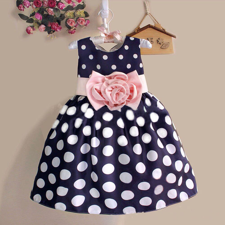 Baby Kids Girls Princess Flower Party Polka Dot Gown Formal Dress, zoerea.com