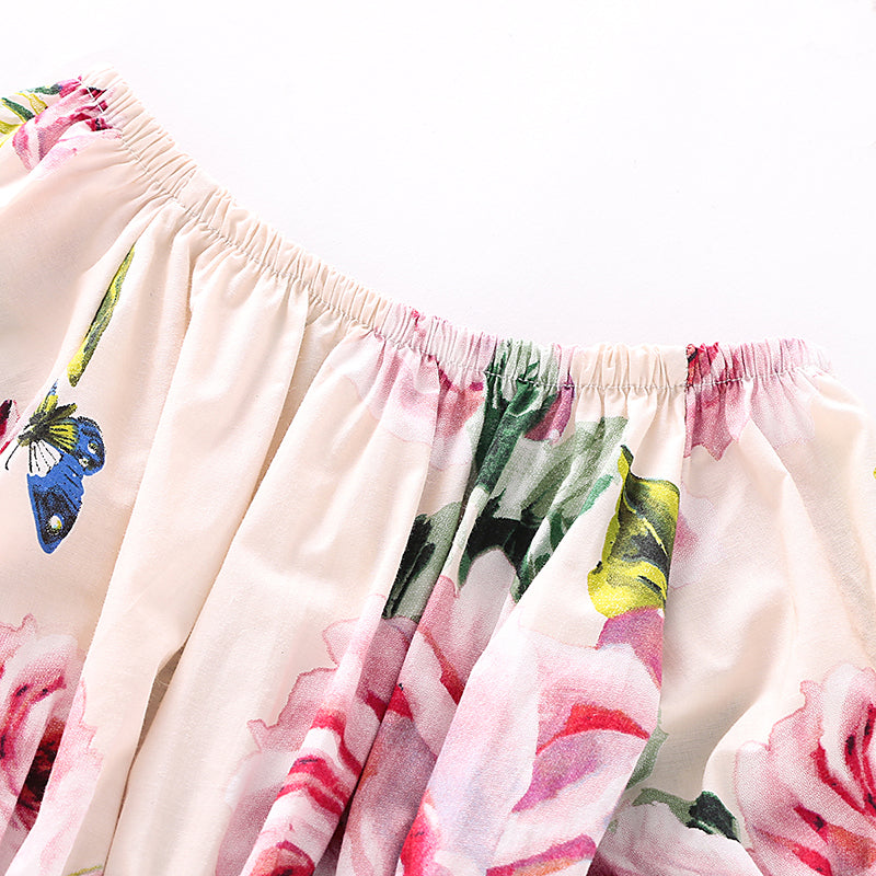 Baby Girls' Basic Floral Short Sleeve Top & Shorts Regular Clothing Set, zoerea.com
