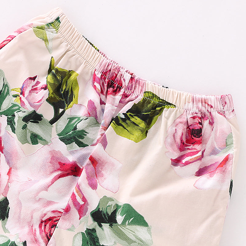 Baby Girls' Basic Floral Short Sleeve Top & Shorts Regular Clothing Set, zoerea.com
