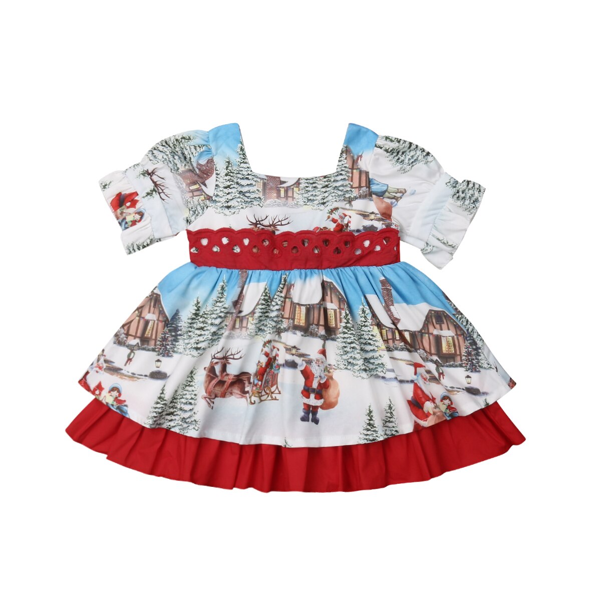 Toddler Kid Baby Girl Christmas XMAS Flared Party Santa Swing Dress, zoerea.com
