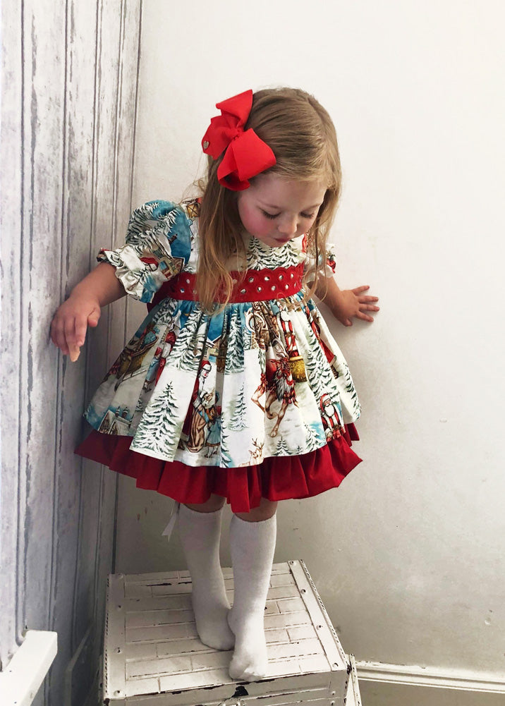 Toddler Kid Baby Girl Christmas XMAS Flared Party Santa Swing Dress, zoerea.com