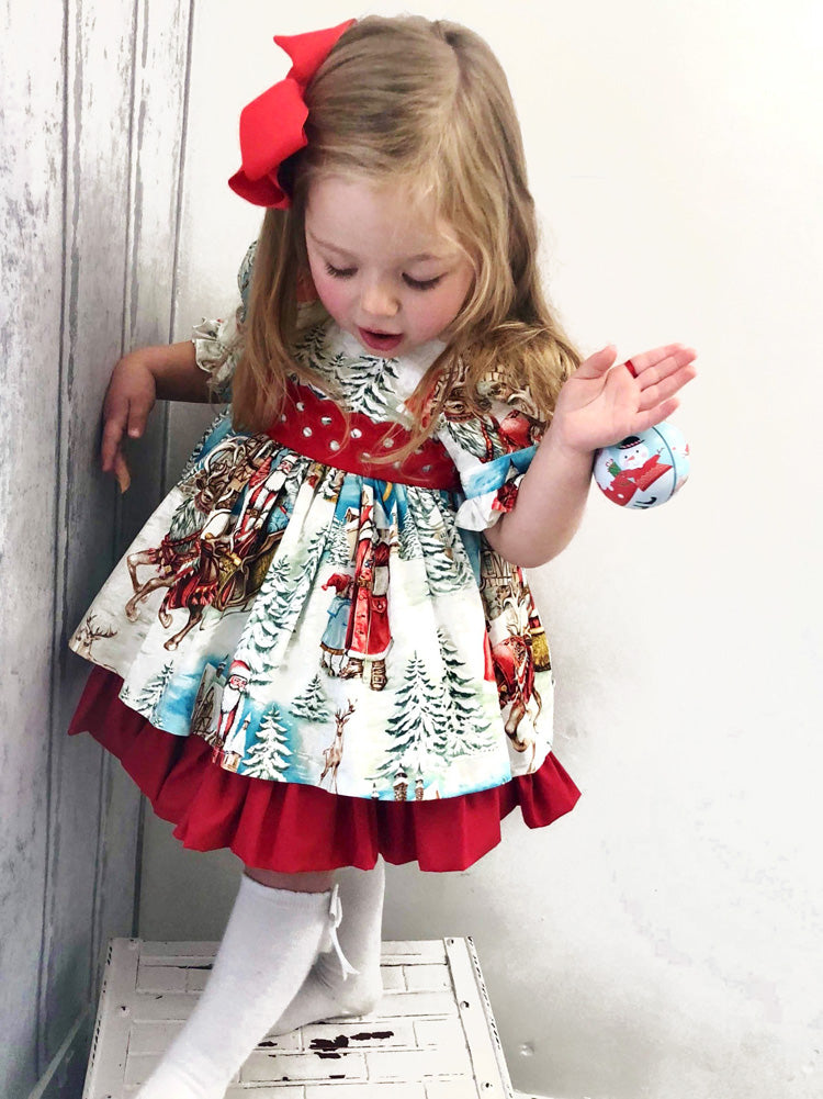 Toddler Kid Baby Girl Christmas XMAS Flared Party Santa Swing Dress, zoerea.com