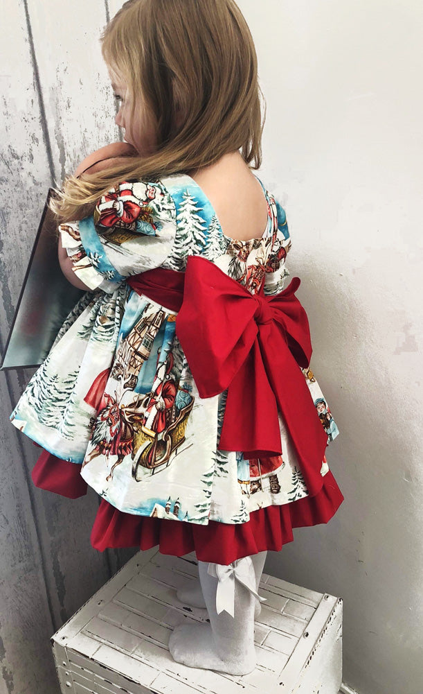 Toddler Kid Baby Girl Christmas XMAS Flared Party Santa Swing Dress, zoerea.com