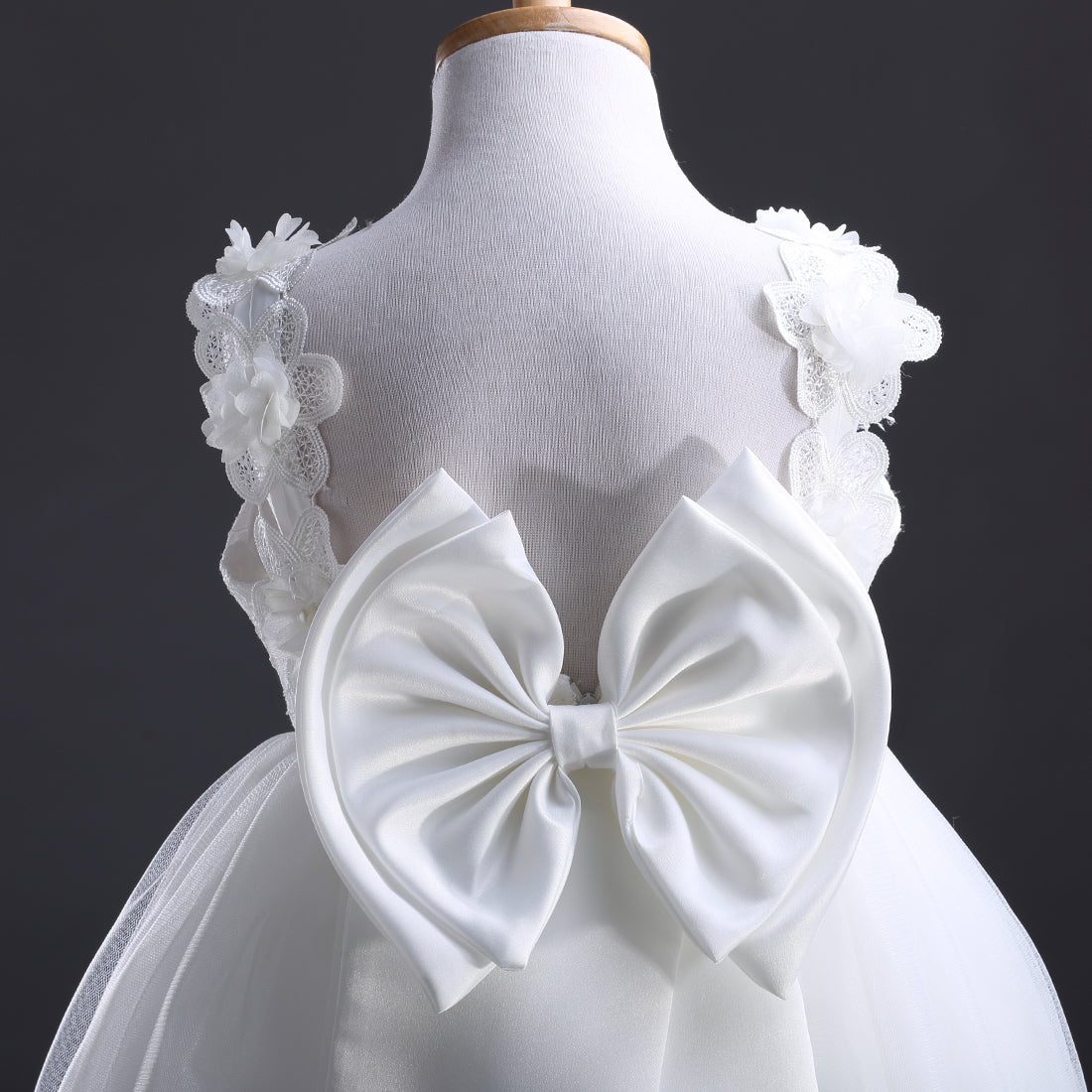 Girl Kid Formal Lace Bow Princess Bridesmaid Flower Wedding Dress, zoerea.com