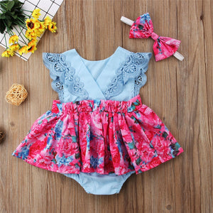 Sister Matching Clothes Kids Baby Girls Lace Romper Dress Bodysuit, zoerea.com