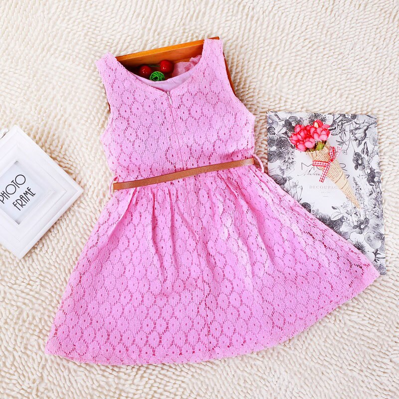 Baby Girls Kids Lace Hollow Out Sleeveless Wedding Party Formal Dress, zoerea.com