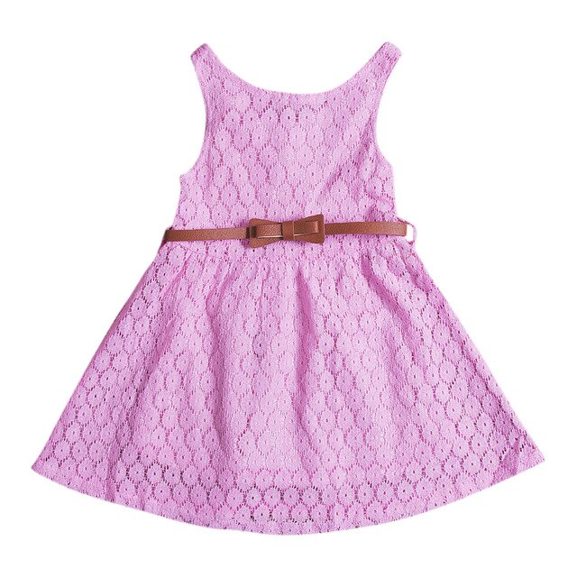 Baby Girls Kids Lace Hollow Out Sleeveless Wedding Party Formal Dress, zoerea.com