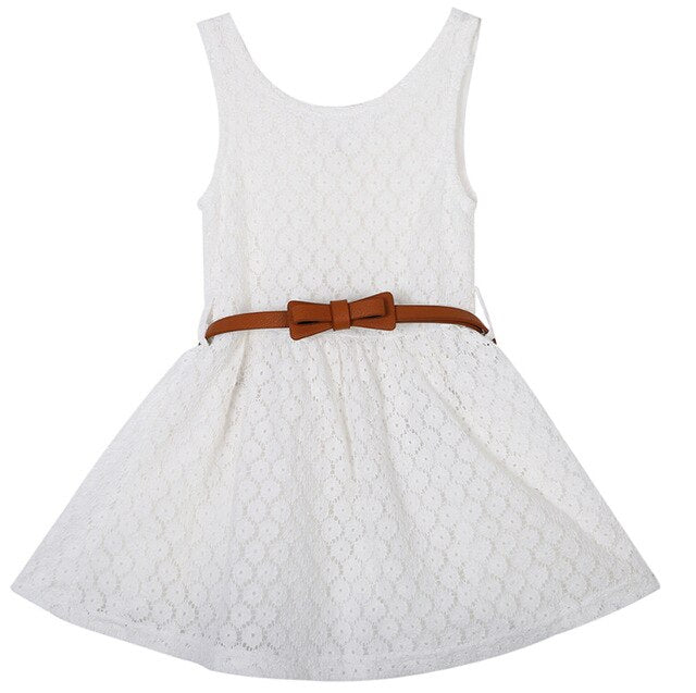 Baby Girls Kids Lace Hollow Out Sleeveless Wedding Party Formal Dress, zoerea.com
