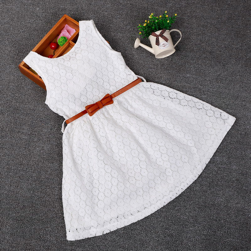 Baby Girls Kids Lace Hollow Out Sleeveless Wedding Party Formal Dress, zoerea.com