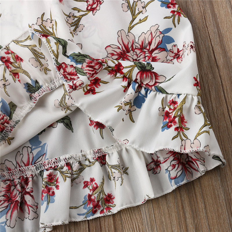 Toddler Baby Girl Cotton Clothes Set 2-piece Top And Floral Skirt, zoerea.com