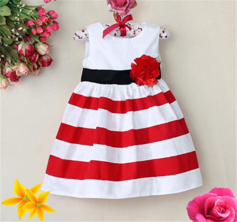 Baby Girls Kids Striped Party Dresses Clothes Sundress 0-5 Year, zoerea.com